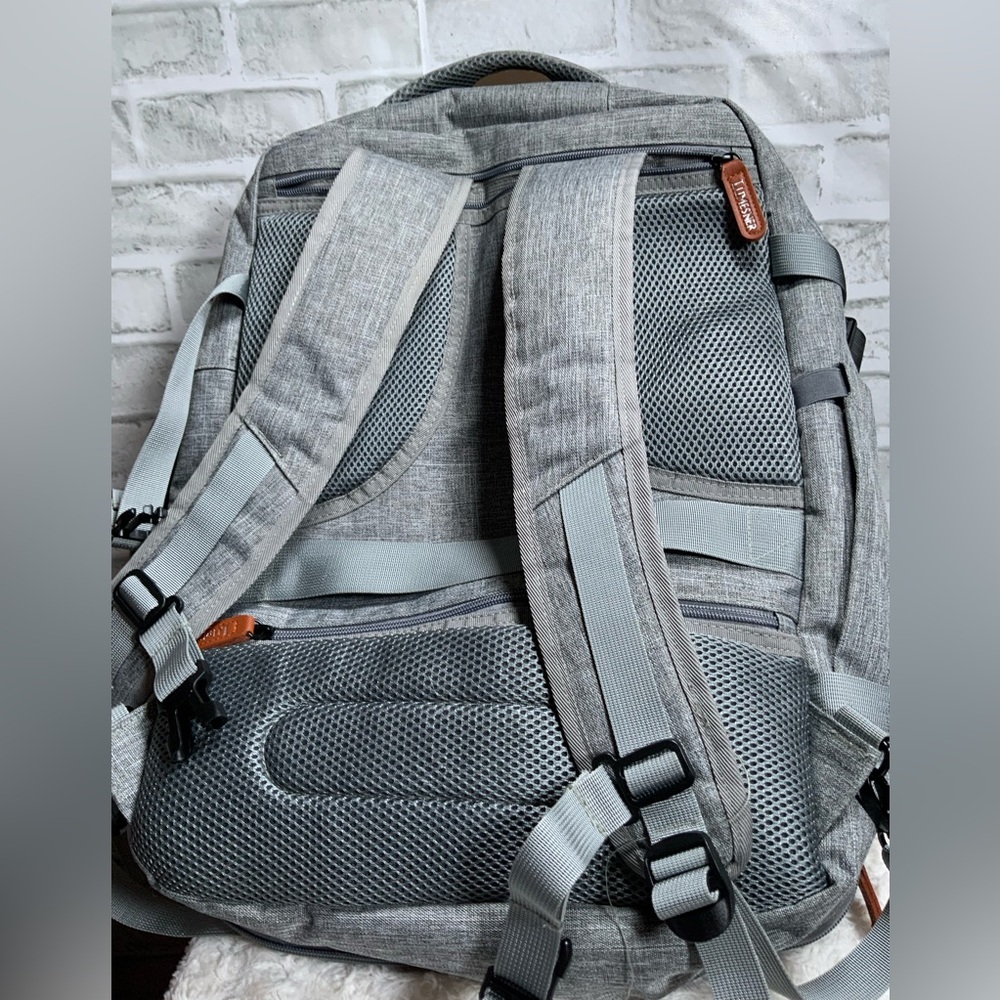 Lux Backpack in Gray with Brown Accents - Picture 2 of 3